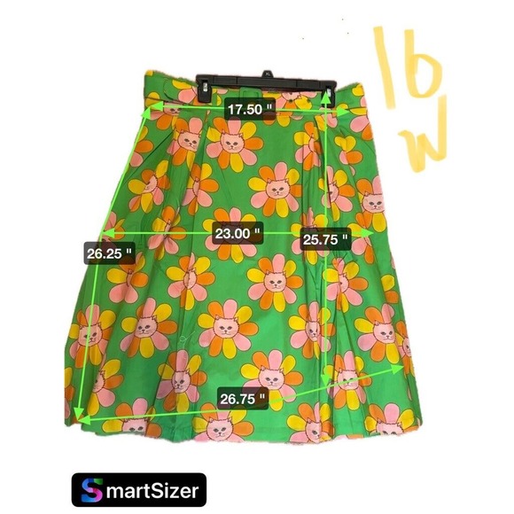 ModCloth Marisol Miro Properly A-line Skirt Flower Kitty Cat Size  12 NWOT - Picture 7 of 8